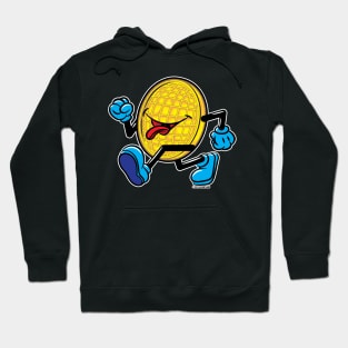 Happy Smiling Waffle Mascot strutting by Hoodie